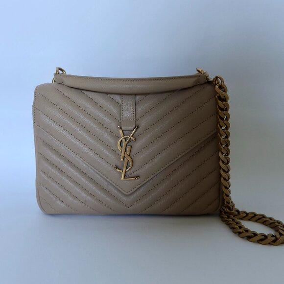YSL College Medium Bag Dark Beige - Picture 2 of 4